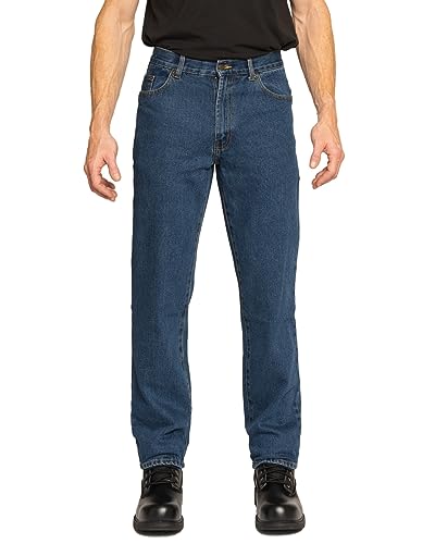 FULL BLUE 5 Pocket Denim Jeans, Regular Fit, Straight Legs, Sits at Waist, Medium Wash, 36x32