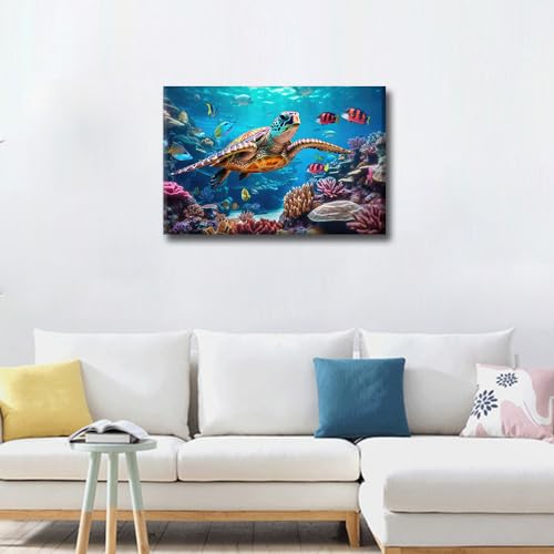 Impression sur toile poissons colorés 40x60cm pour salon - 4