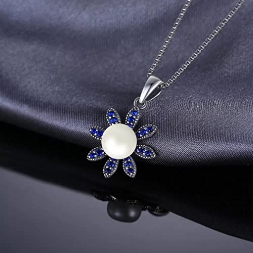 Pendentif perle de culture spinelle bleue fleur pour votre style - 2