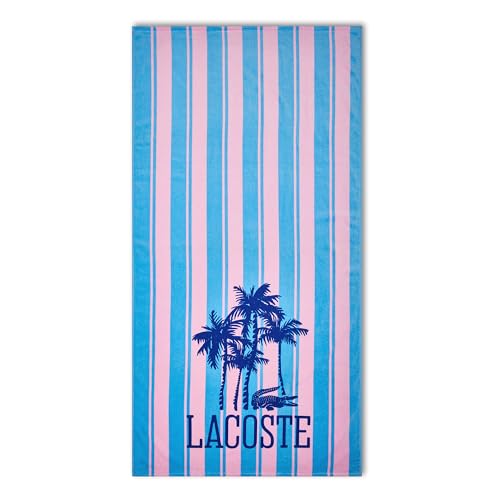 Lacoste 100% Cotton Oversized Beach Towel, Palm Trees/Dusty Pink
