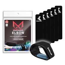 MUELLER Esports Medicine Adjustable Elbow Brace with Gel Pad for Men and Women, Elbow Pain Relief Support Sleeve, 6 KTape Strips Included, Ideal for Gamers Console and Mouse Elbow, Black, One Size
