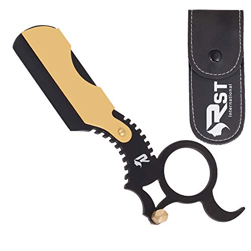 Professional Straight Edge barber Razor | Finger Ring Black Razor | Razors for Men | Eyebrow Razor | Barber Supplies Straight Razor | Cut Throat Razor