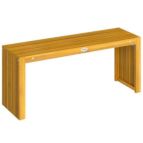 Outsunny Banc de Jardin en Bois d'Acacia, Banc d'Extérieur sans Dossier 2 Places avec Assise à...