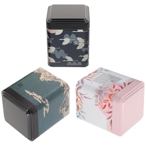 Kichvoe Set da 3 Barattoli in Latta la Conservazione del Tè Sfuso, Contenitori Ermetici Coperchio Antipolvere, per Cucina e Conservazione Alimenti Piccoli Colore Casuale Stile Casuale