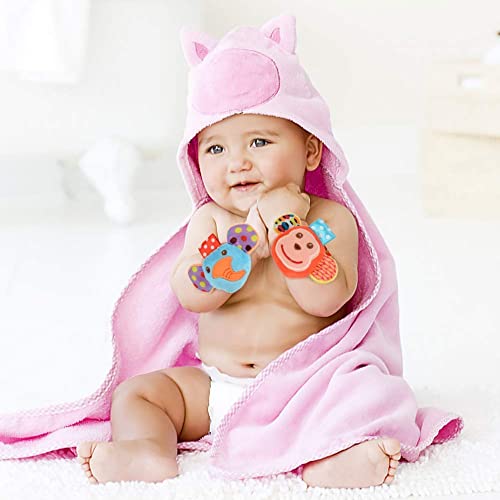 Thinkmax Wrist Foot Rattles For Baby, 8 Pcs Soft Animal Wrist Rattles And Foot Finder Socks - Elephant, Monkey, Piggy And Puppy #TOP6