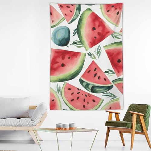 Tapisserie murale pastèque aquarelle pour déco de chambre esthétique
