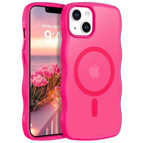 Coque iPhone 13 Mini magnétique rose vif translucide et fine pour protection Magsafe