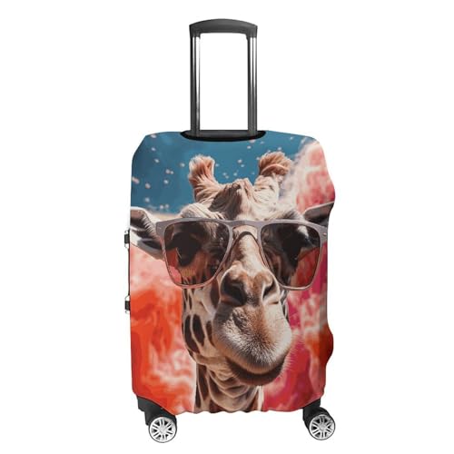 Giraffe Wearing Sunglasses Luggage Cover, Washable Elastic Suitcase Cover Protector Fit 18-32 Inch Luggage4