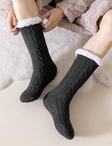 Mens Slipper Socks Winter Warm Fluffy Thick Heavy Thermal Fleece Lined Non Slip Home Socks2
