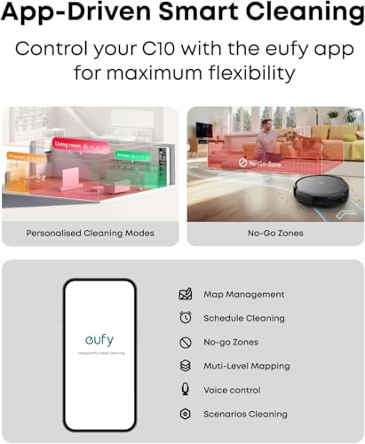 Image of eufy C10 Robot Vacuum Self Emptying, 8 Weeks Hands Free, Advanced Smart Mapping with LiDAR Navigation, 2.85-Inch Slim Design, Powerful Suction, Edge Expansion Brush for Pet Hair (Renewed Acceptable)