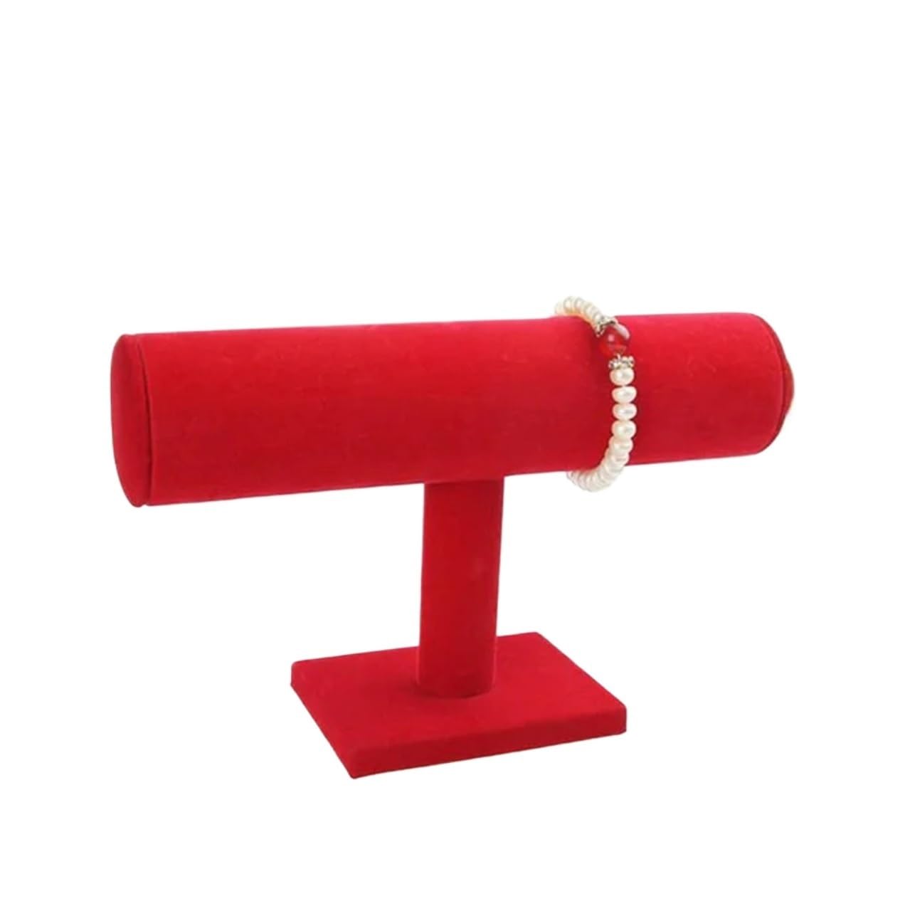 XPJYUA Watch Stand Watch T Bar Rack Jewelry Display Stand Organizer Leatherette Velvet Bracelet Jewellery Holder(Red Velvet)