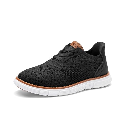 Bruno Marc Boy's Mesh Sneakers Oxfords Casual Dress Lace-Up Lightweight Walking Shoes 10 Toddler 2-black