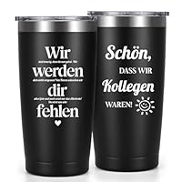 Livole Abschiedsgeschenk Kollegen, Abschied Geschenk Mann, Geschenke für Kollegen, Chef, Kollegin, Chefin, Männer Weihnachten - Wir werden dir fehlen - 600ml Isolierter Kaffeebecher to go Thermo