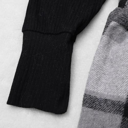 Girls Plaid Skirt Set Long Sleeve Ribbed Solid Tops Blouse and Plaid Skirt with Hat 3PCS Fall Winter Clothes4