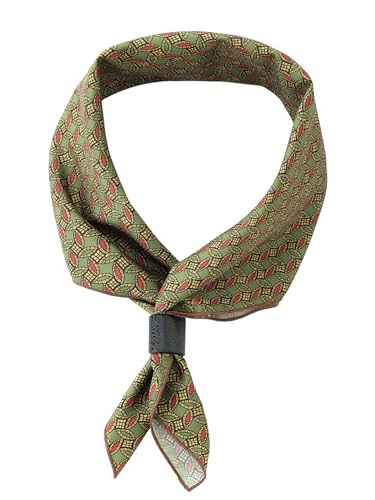 WANYING Pañuelopara Hombre con Lazo de Cuero Pañuelo Multifuncional Pañuelo de Cuello Pañuelo para la Cabeza Bandana Vintage Retro 60x60 cm   Patrón geométrico Marrón Verde