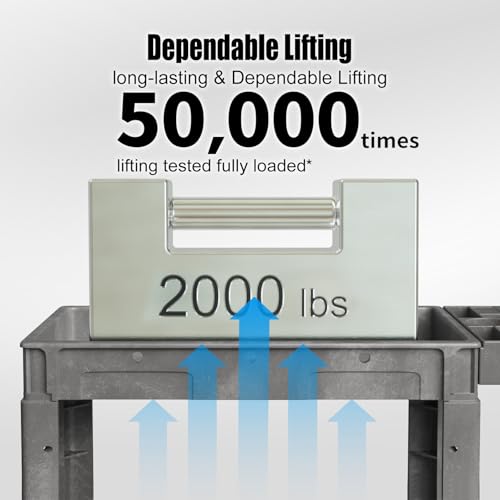 2 Tier Plastic Rolling Cart Utility Cart on Wheels, Heavy Duty Tool Cart with Ergonomic Storage Handle and Deep Shelfs, Work Cart Service Cart for Garage, Warehouse, Workshop, Office, Cleaning, Gray - Thumbnail 3