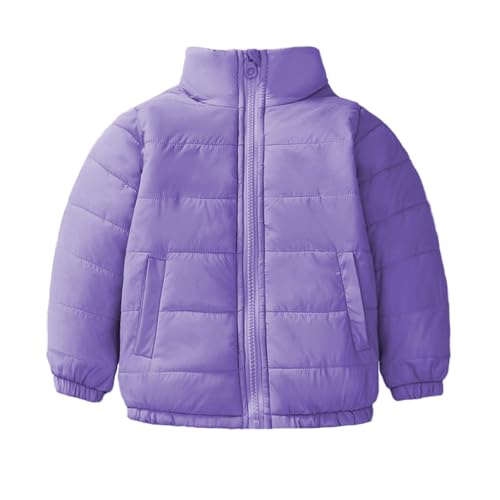 VBGHZXJL Kids Puffer Jacket Full Zip Stand Collar Lightweight Quilted Outerwear For Toddler Girls And Boys Winter Coat Girls Fashion (Purple,3-4 Years)