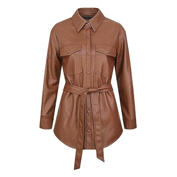 Adhdyuud Vrouwen Single Breasted Pu Faux Zachte Lederen Jas Jas Herfst Moto Biker Slanke Riem Uitloper