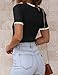 ZESICA Women's Summer Short Sleeve Ribbed Knit Slim Fit T Shirt 2025 Crewneck Basic Casual Color Block Tee Tops,Black,Medium