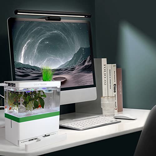 Upettools Fish Tank Desktop Aquarium Kit,1.1 Gallon Betta Acrylic Fish Bowl With Usb Power Filter/Automatic Led Lighting, For Goldfish Snail Tropical Fish #TOP7