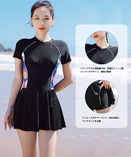 [Xinjd] レディース 競泳水着 体型カバー フィットネス水着 