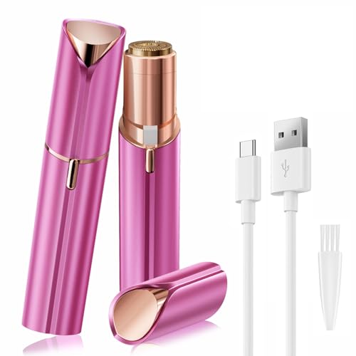 UrbanLuxe Facial Hair Remover Women Lady Shaver for Women Rechargeable Hair Remover Painless Face Hair Trimmer for Face Hair Lips Peach Fuzz Bikini Body-Rose Red