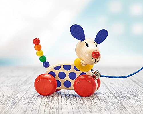 Selecta 62026 Nico, Nachzieh Hund, Schiebe-und Nachziehspielzeug, 1 Jahr to 3 Jahre, aus Holz, 12 cm