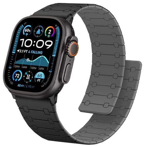 Bracelet Apple Watch 49mm 46mm Anlinser Magnétique Réversible Noir Gris