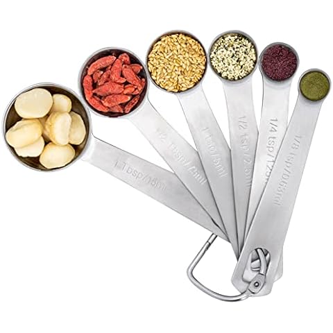 AKHTART 6-Piece Stainless Steel Measuring Spoons Set Cover