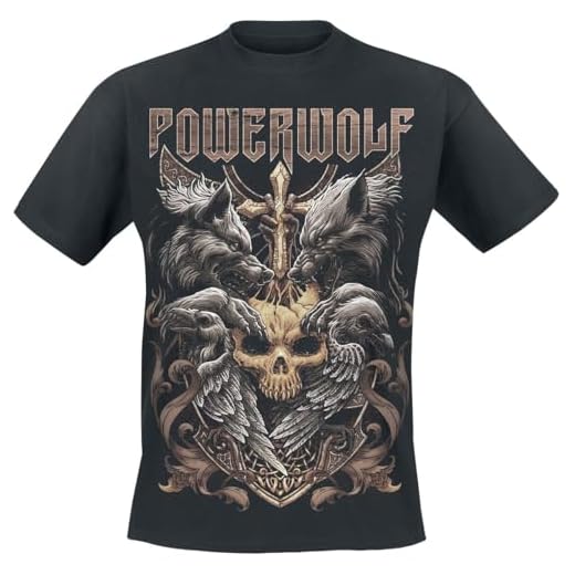 Powerwolf Wolves & Ravens Männer T-Shirt schwarz M 100% Baumwolle Band-Merch, Bands