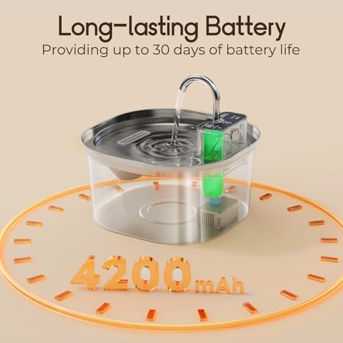 voluas stainless steel cat water fountain-wireless pet water fountain battery operated108oz32l automatic water dispenser for dogs with quiet pumpeasy clean bpa-free for cats dogs multiple pets