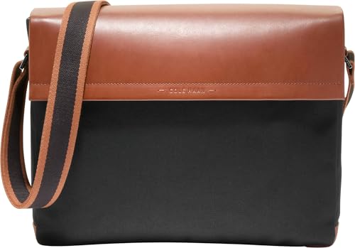 Cole Haan Men's Judson Brushed Twill Messenger, Black/New Britsh Tan by Cole Haan - Used condition - US$134.74