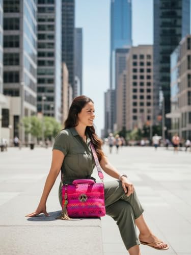 Image of The House of tara Office Laptop Bag for Women 13.3 And 15.6 Inch | Ideal For Office & Travel | Multicolour Embellished Handloom Fabric | MacBook Messenger Business Bag for ladies