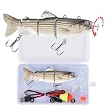 Robotic Swimming Fishing Electric Lures 5.12' USB Rechargeable LED Light Wobbler Multi Jointed Swimbaits Hard Lures Fishing Tackle (Hybrid Striped Shad)