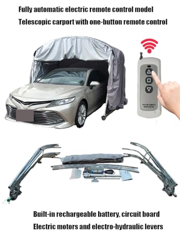 Edelstahl Carport 5,9x2,7m - Halbautomatischer Falt-Carport Grau