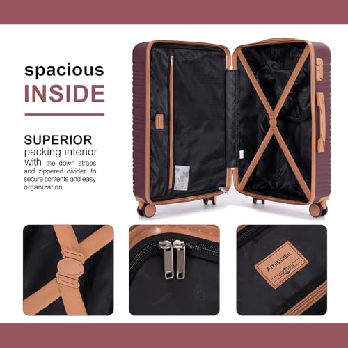 Image of 4-Piece Luggage Sets 16 inch20 inch24 inch28 inch,Suitcases with Double Spinner Wheels and TSA Lock,Hardcase 6 set Luggage with Underseat Duffel Bag