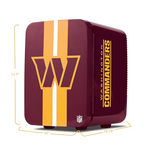 Image of Ukonic NFL 15-Can Mini Fridge 10L - AC /DC Powered, Official Team Colors & Logo, Portable Cooler for Tailgates, Home, Office, or Car