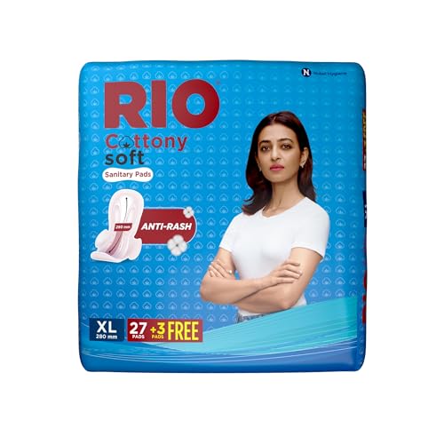 Image of RIO Sanitary Pads for women, Cottony Soft with Wings (XL) - (280mm, Pack of 30)