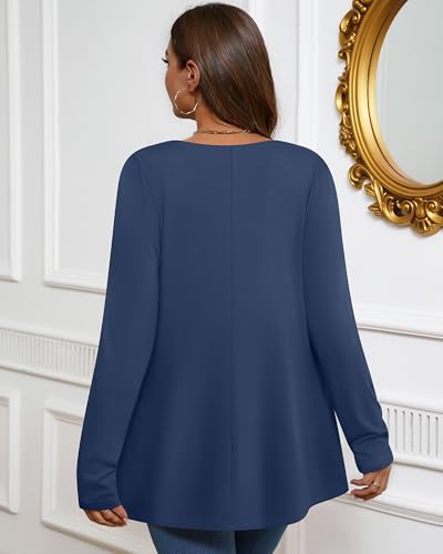 CARCOS Plus Size Long Sleeve Tops - Women's Raglan V Neck Tunic Blouse XL-5XL 14W-28W Fall Fashion