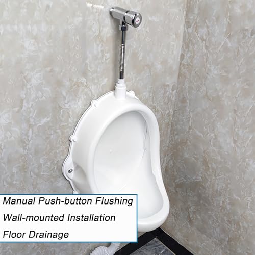 Orinal de plástico con manguera y válvula de descarga, orinales temporales para hombres montados en pared, PP, para obras de construcción, renovaciones de baños, escuelas y desagües de piso miniatura 3