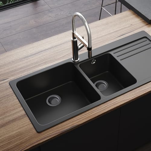 Colador de fregadero de cocina 2 piezas acero inoxidable negro 11.2 cm miniatura 7