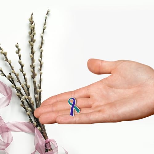 Image of Suicide Awareness and Prevention Pin - Bulk Packs - Variety Pack of Teal & Purple Ribbon Pin Perfect for Support Groups, Gift-Giving and Fundraising