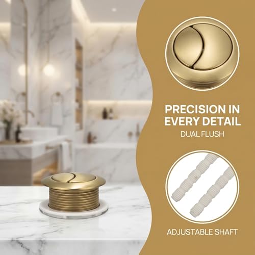 1.50 in (38mm) Threaded Dual Flush Toilet Button, Gold Replacement for Top-Mount Toilet Tanks, Adjustable Push Rod by Generic - Used condition - Image 4