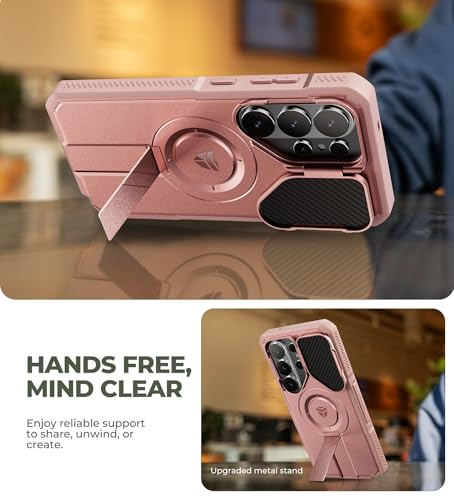 Image of Dexnor for Samsung Galaxy S26 Ultra Case with Camera Cover & Adjustable Kickstand & Screen Protector, Compatible with MagSafe, Rugged Shockproof Bumper Cases Magnetic Protective Cover(2026),Peony Pink