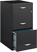 Pemberly Row 3-Drawer Vertical Metal File Cabinet, Charcoal, Lockable, Pre-Assembled, Letter Size for Home Office Storage