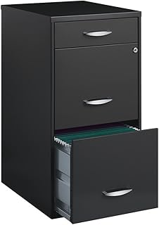 Pemberly Row 3 Drawers 27.32" Vertical Charcoal Metal Filing Cabinet Lockable Pre-Assembled Stationary Letter Size for Home, Office