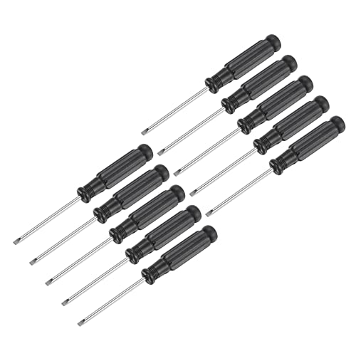 sourcing map Mini Slotted Screwdriver, 2.5mm Flat Head with Black Handle for Small Appliances, 10 Pcs