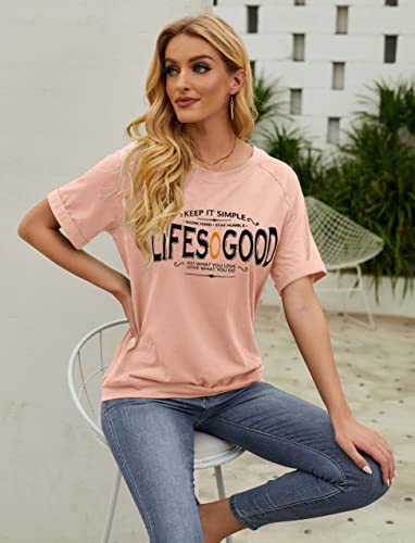 Eadinve Women's Summer Short Sleeve Crewneck Shirts Loose Casual T-Shirt Letter Printing Tops Pullover Funny Novelty Cool Tee #TOP2