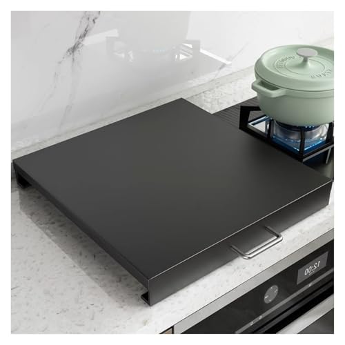 LINGDSWULING Pies Antideslizantes Protectores Para Estufas De Gas Protectores Con Asas Cubierta De Cocina De Gas, Cubierta De Acero Al Carbono, Color Negro(Black,35x40x7cm(14x16x3in))