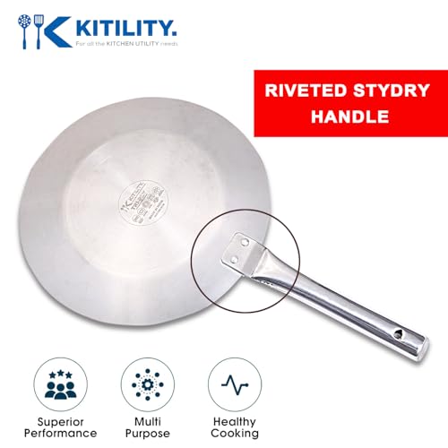 Image of Steels Hexa Comb Roti Tawa 28cm - 2.5mm Thick Triply Non-Stick Flat Pan for Rotis & Chapatis | Compatible with All Cooktops Including Gas & Induction | Durable Premium Design,Capacity 0.54ltr
